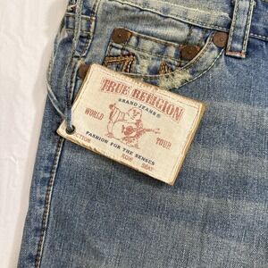 JEANS FLARE True Religion MENS 40X34 BOBBY BIG T  Y2K Grunge Big Stitch NWT